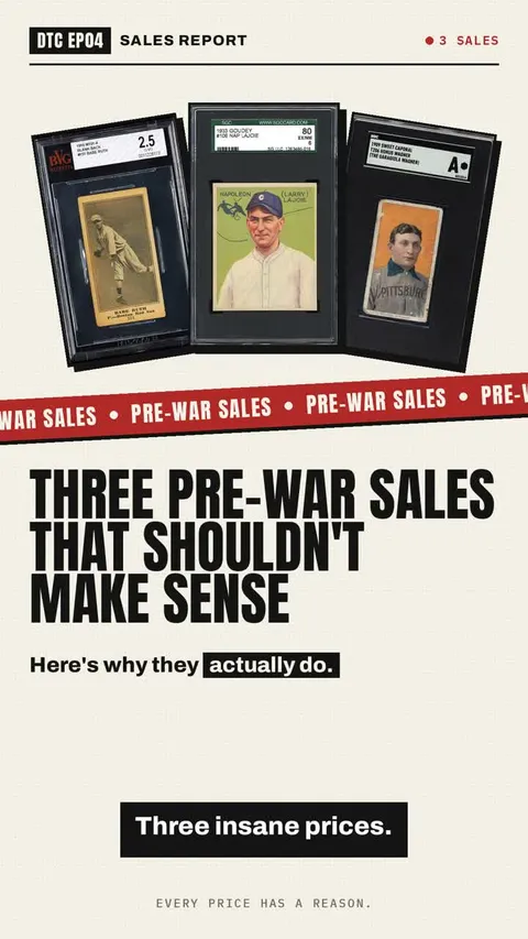 Three pre-war sales. A Babe Ruth found inside a piano. A $112,000 gap between two grades of the same card. And a trim…