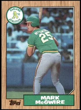 1987 Topps Mark McGwire — the wood-grain junk-wax look